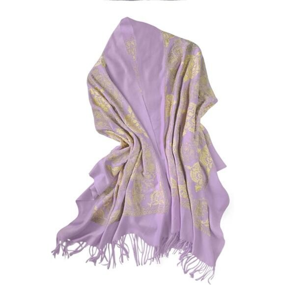 Women's Embroidered Oversize Shawl Scarf Violet